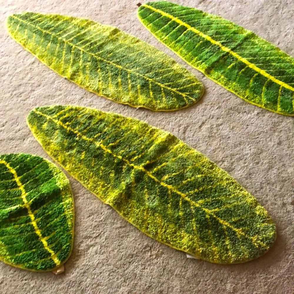 4 Tropical Leaf Rugs New w/o Tags Never Used
